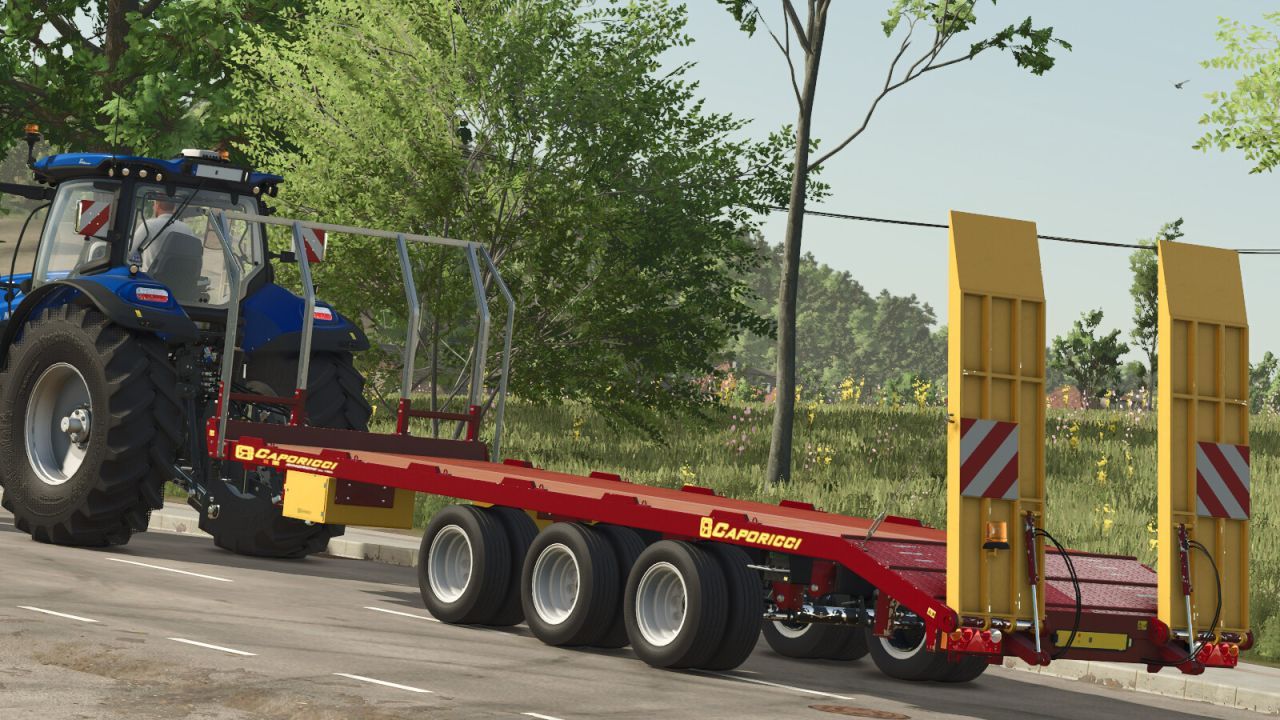 Effizienter Caporicci FC260CR Anhänger für den Transport von Ketten-Traktoren und Ballen in FS25