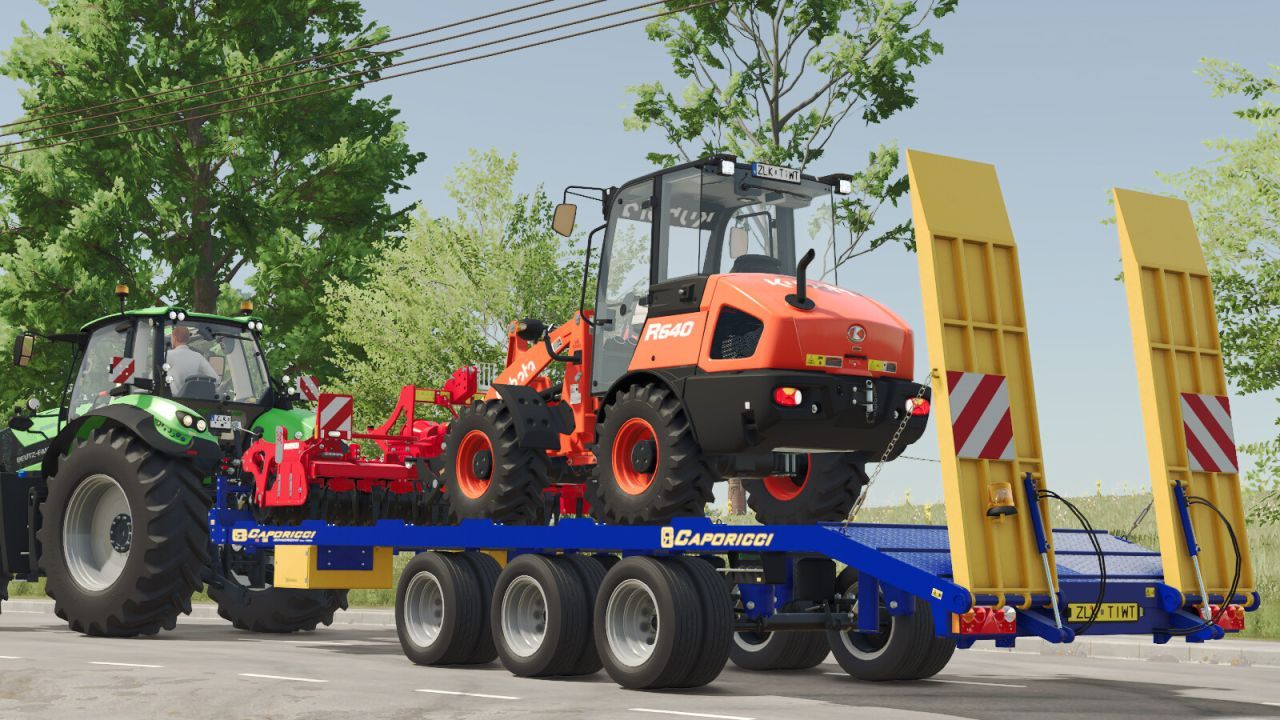 Ефективний Причіп Caporicci FC260CR для Перевезення Гусеничних Тракторів і Тюків у FS25