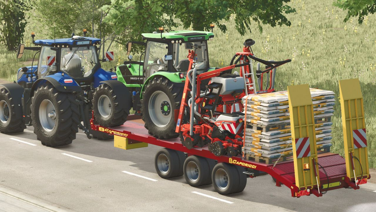 Ефективний Причіп Caporicci FC260CR для Перевезення Гусеничних Тракторів і Тюків у FS25