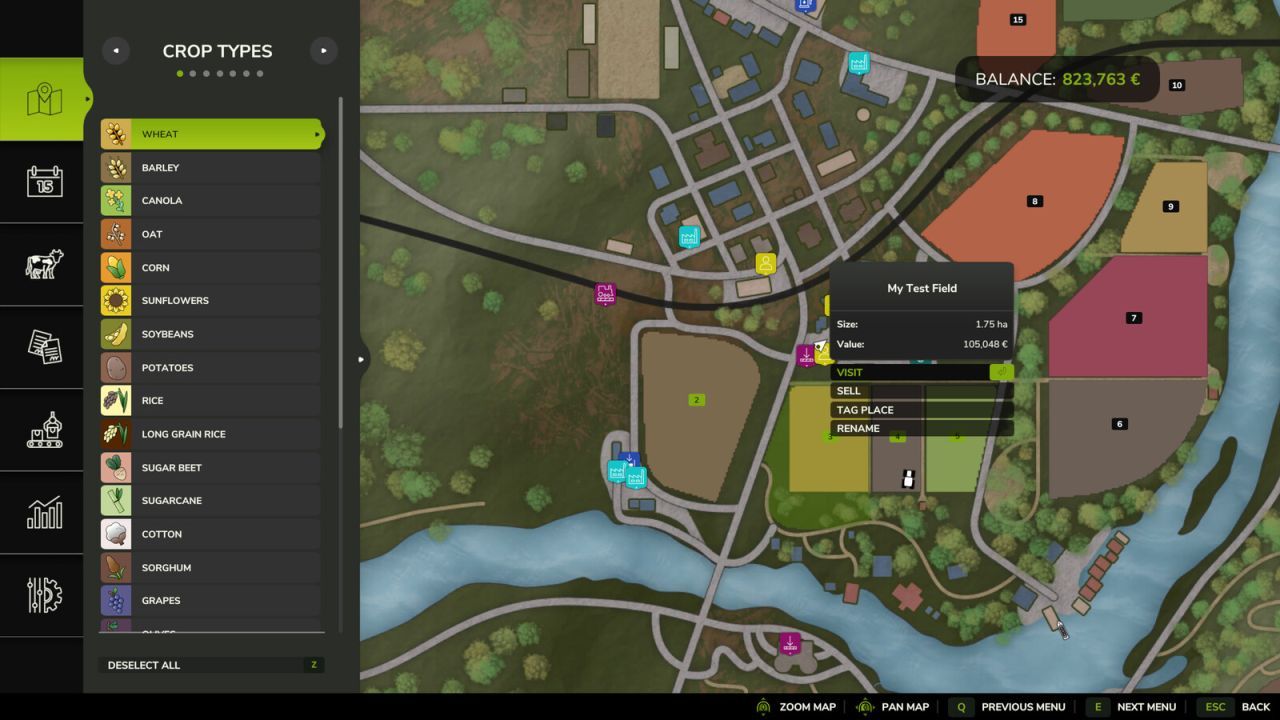 Convenient Field Rename Mod for Farming Simulator 25 — Renaming Fields from the Map