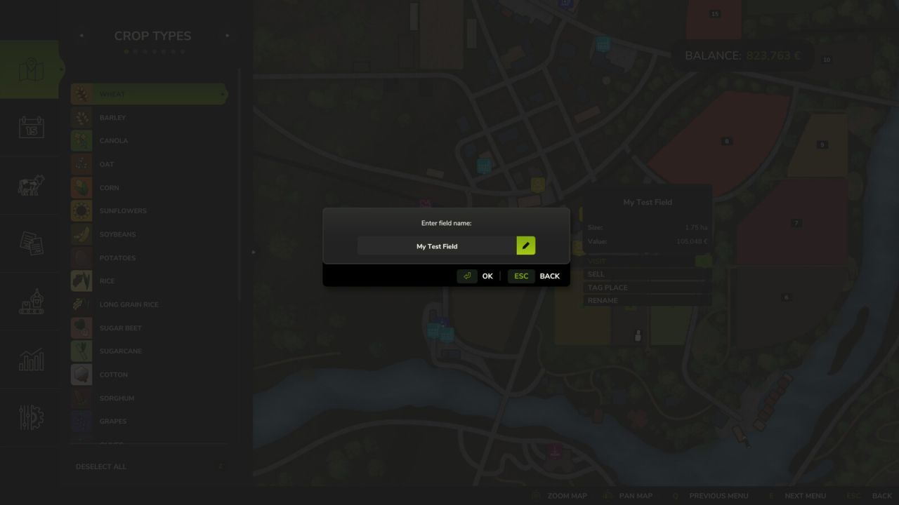 Зручний Мод Field Rename для Farming Simulator 25 — Перейменування Полів з Карти