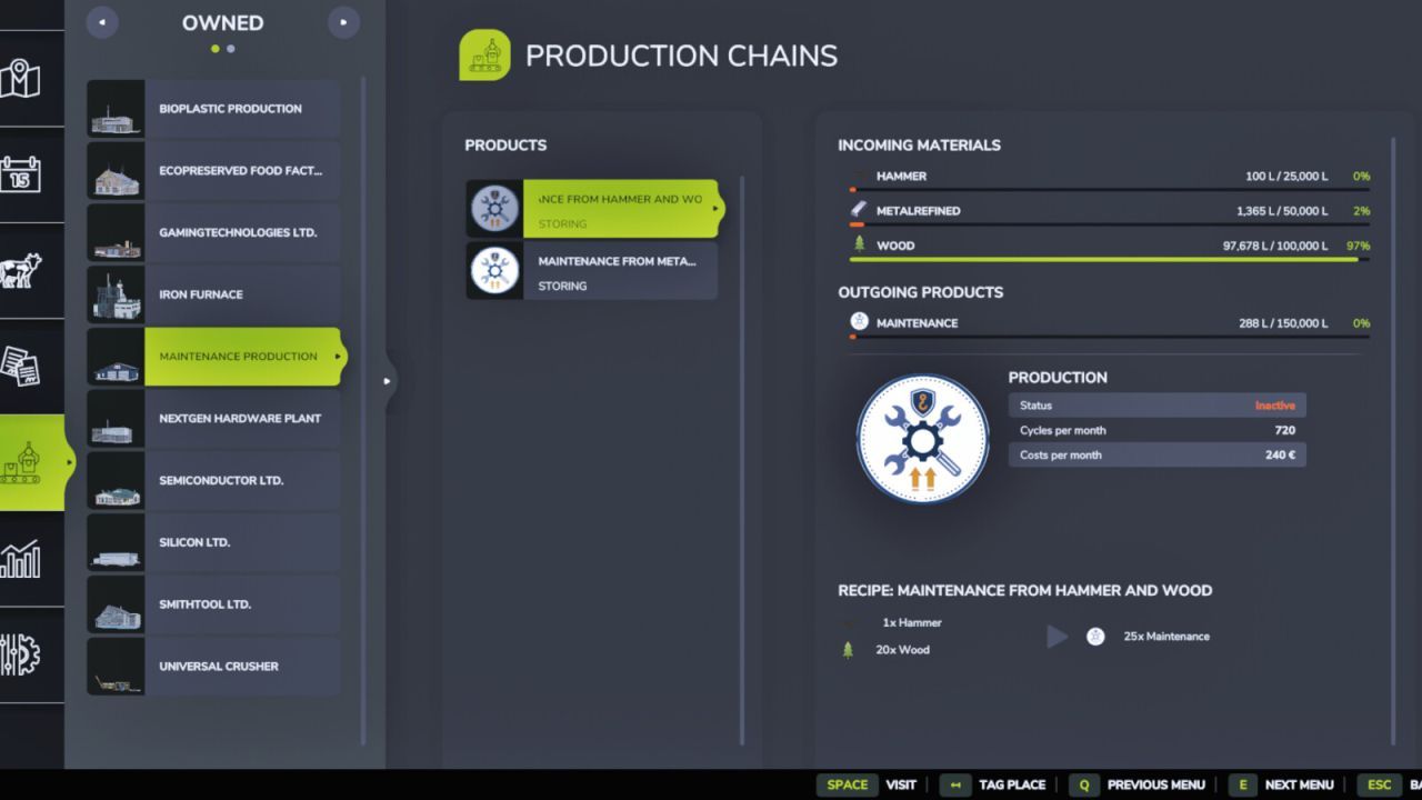 Effektive Produktionsstation Maintenance Production für Farming Simulator 25