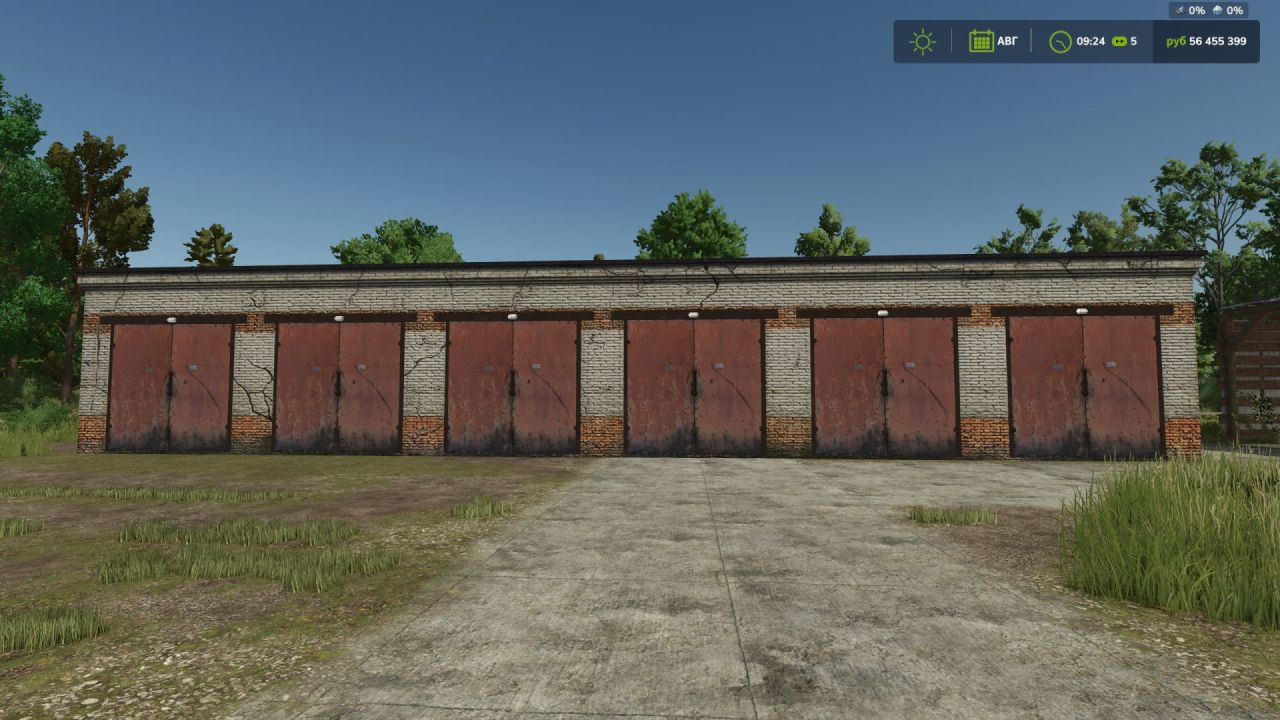 Стильний Brick Old Garage — Цегляний Ретро-Гараж з Воротами для Farming Simulator 25