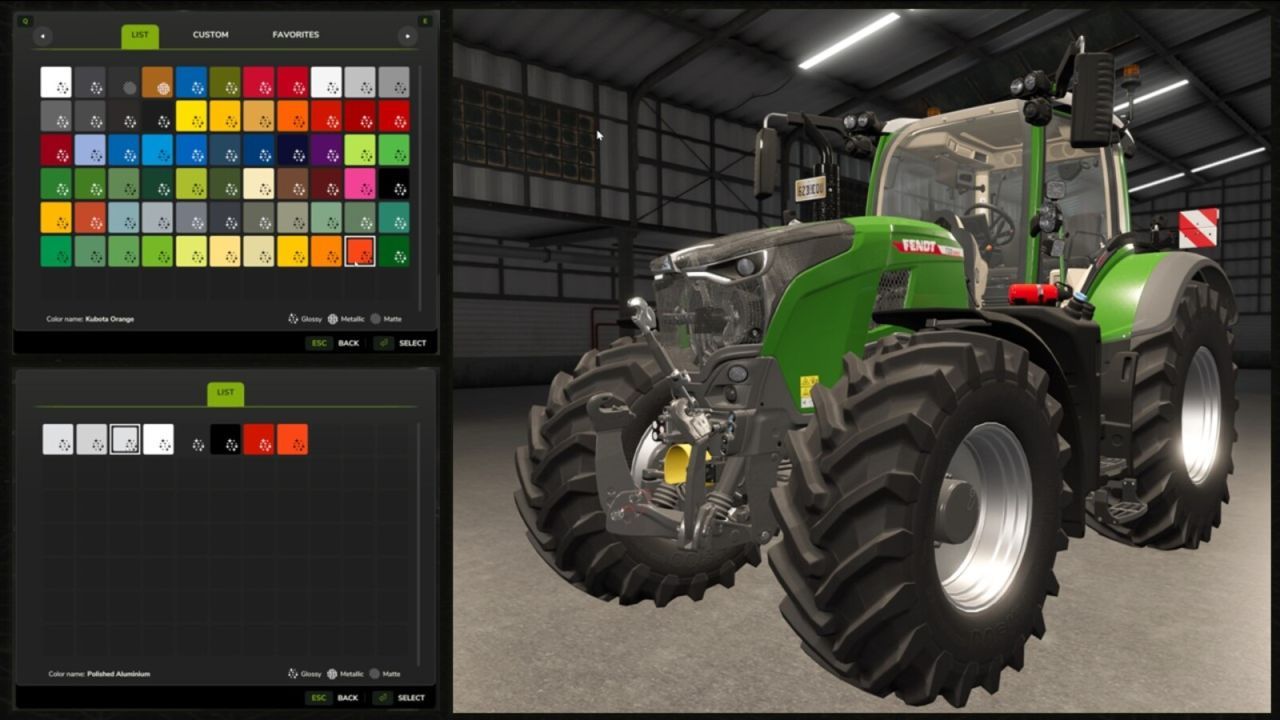 Efficient Enhanced Color Selection — Extended Colors and Rims for Farming Simulator 25