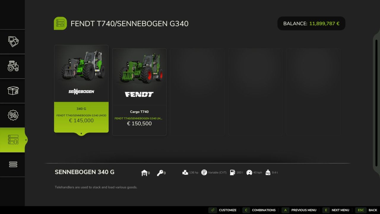 Ефективний Телескопічний Навантажувач Fendt Cargo T740 / Sennebogen 340G для FS25