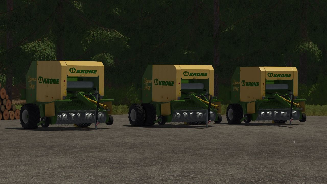 Ефективний Прес-підбирач Krone Roundpack 1250 Multi Cut з Гірськими Шинами для FS25