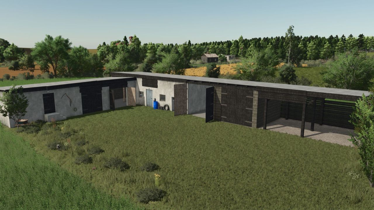 Легендарний Старий Гараж Old garage with a carport з Навісом для Техніки у FS25