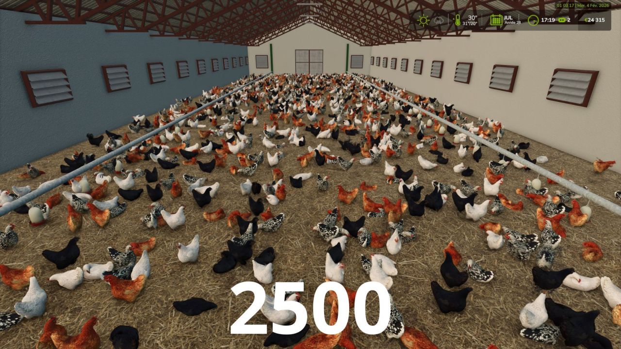 Ефективний More visual animals: До 2500 Тварин у Загоні для Farming Simulator 25