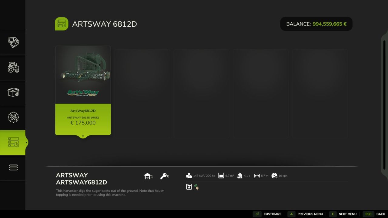 Effizienter Rübenernte-Mähdrescher Artsway 6821D für Farming Simulator 25