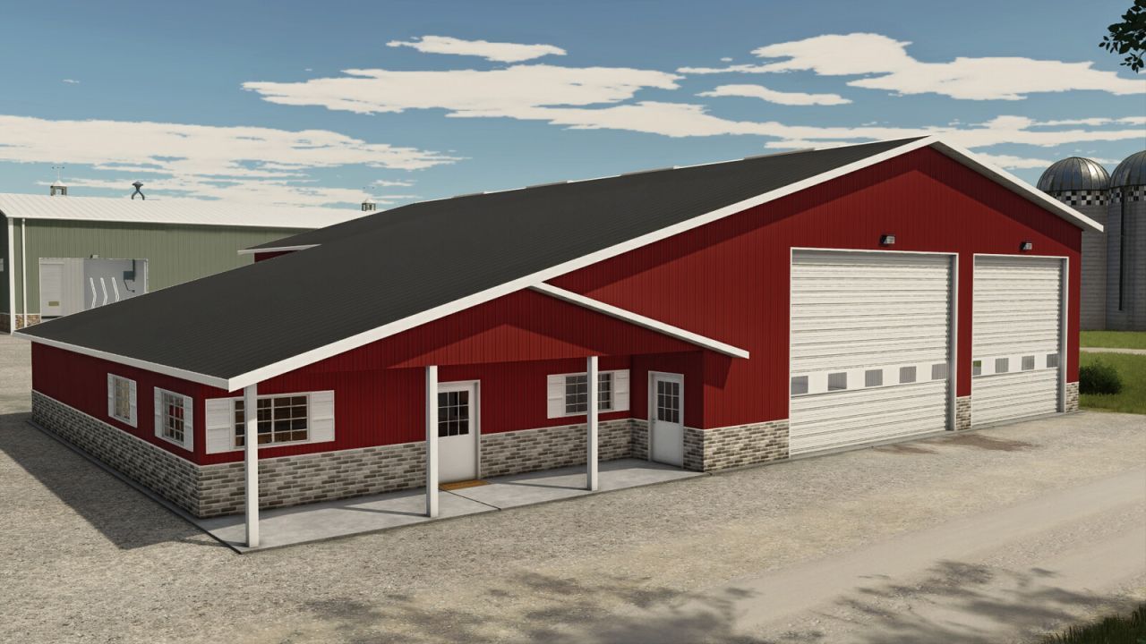 Ефективний Living Shed — Металевий Ангар-Будинок для Ферми у Farming Simulator 25