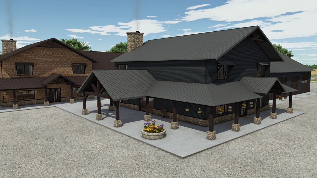 Сучасний Будинок BarnDom (Barndominium) з Майстернею та Мийкою для Farming Simulator 25