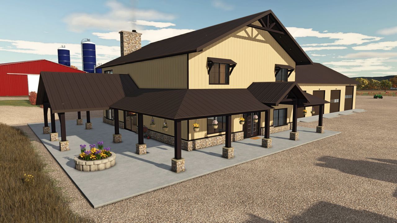 Сучасний Будинок BarnDom (Barndominium) з Майстернею та Мийкою для Farming Simulator 25