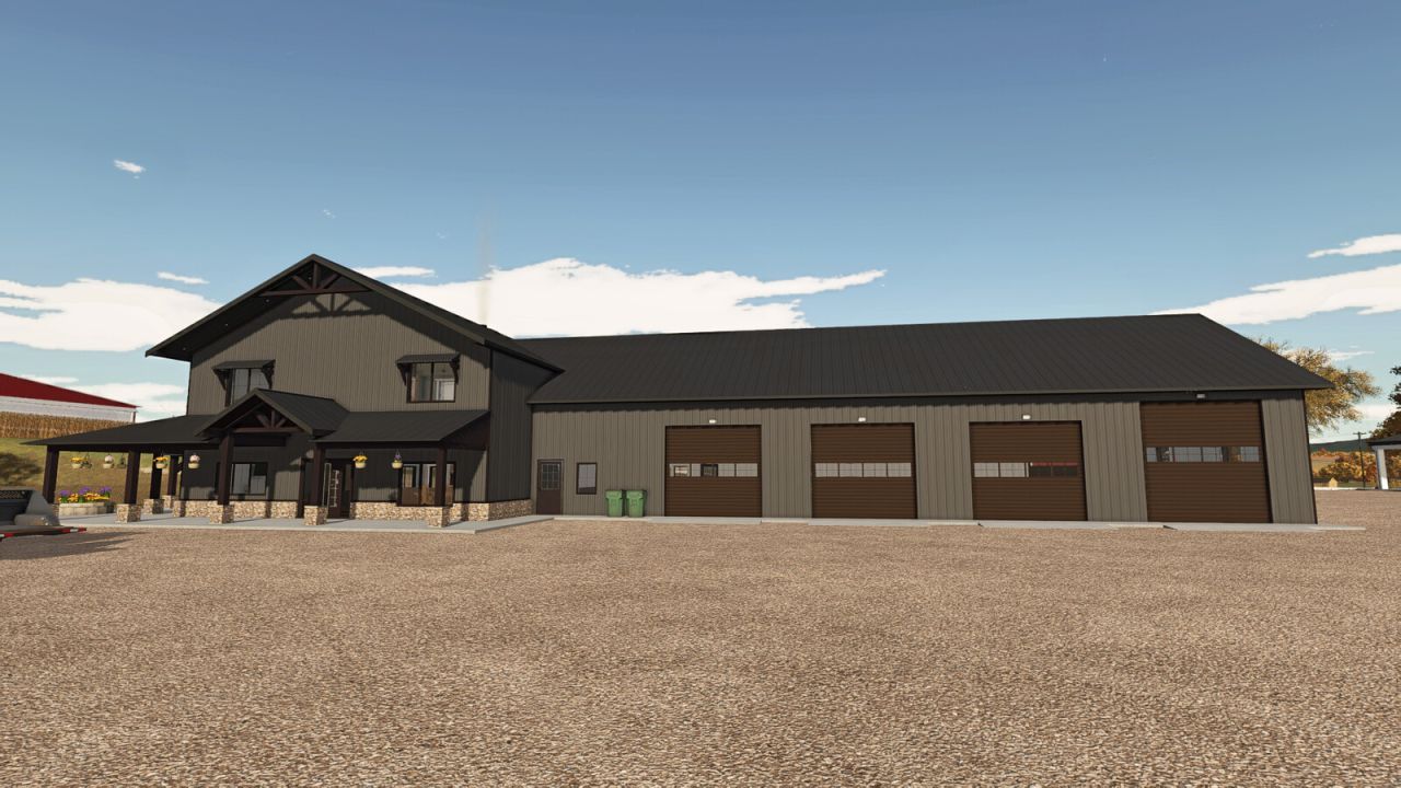Сучасний Будинок BarnDom (Barndominium) з Майстернею та Мийкою для Farming Simulator 25