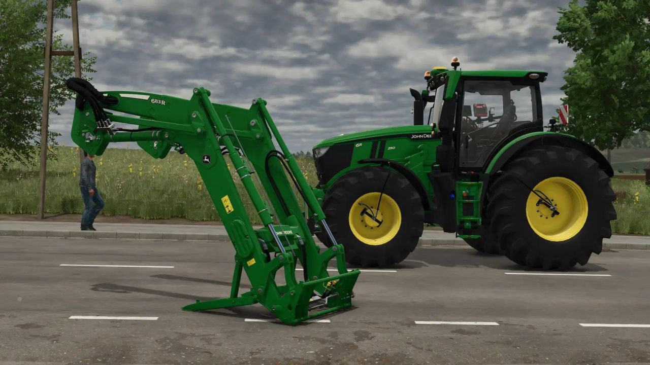 Leistungsstarker Traktor John Deere 6R XLarge mit Agribumper und Intelligenten Optionen für FS25