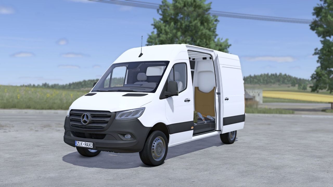 Effizienter Mercedes-Benz Sprinter 2021 für Farming Simulator 25 mit realistischer Beleuchtung