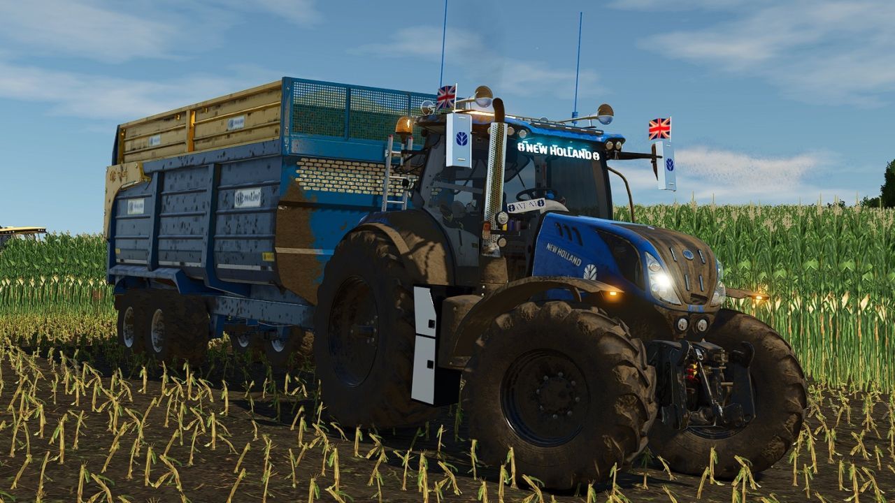 Leistungsstarker Traktor New Holland T7 LWB Edit für Farming Simulator 25 — Stilvoller UKBoys Edit