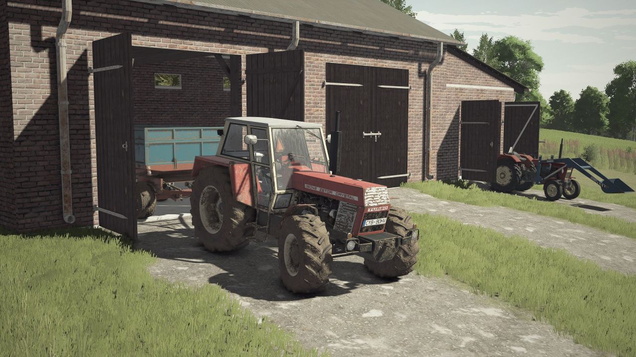 Практичний Середній Польський Сарай з Гаражем Medium Polish Shed With Garage для FS25