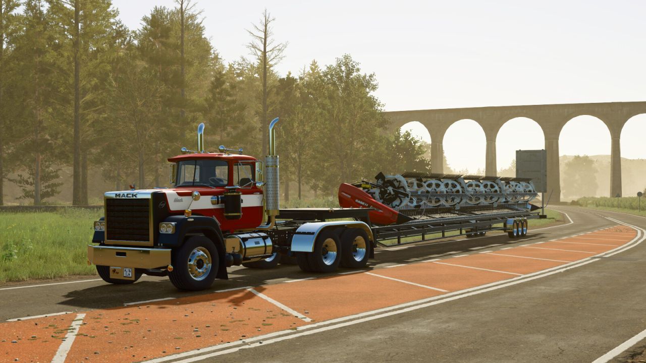 Efektywny 60ft Header Semitrailer — Przyczepa do Transportu Żniwiarek w FS25