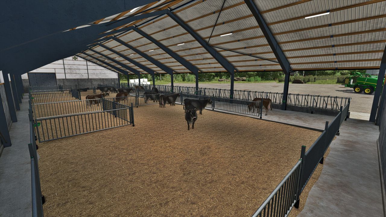 Сучасний Корівник Deep-Bedded Cowshed у Шведському Стилі для FS25