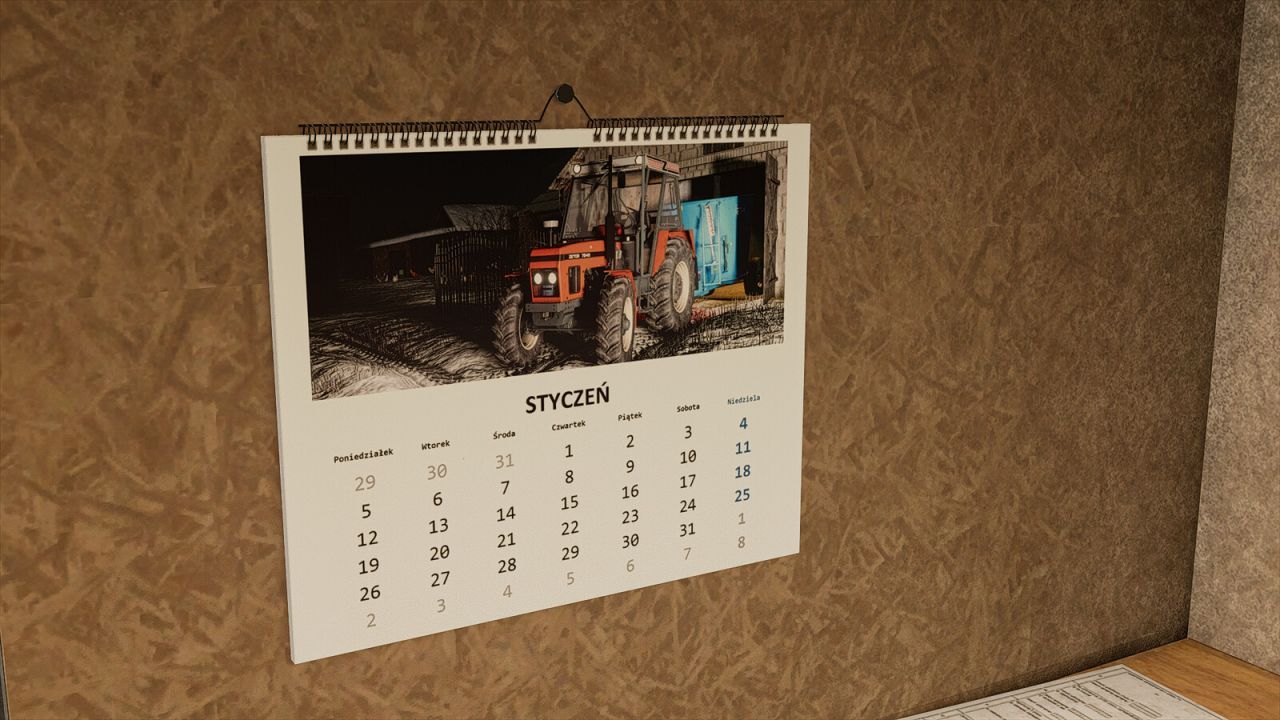 Декоративний Polish Calendar (Prefab) — Атмосферна Деталь для FS25
