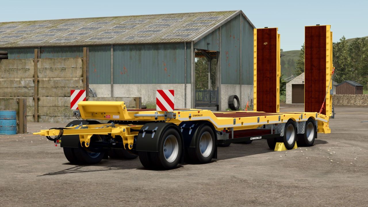 Ефективний Причіп SCHWARZMUELLER 4A для Безпечного Перевезення Техніки у FS25