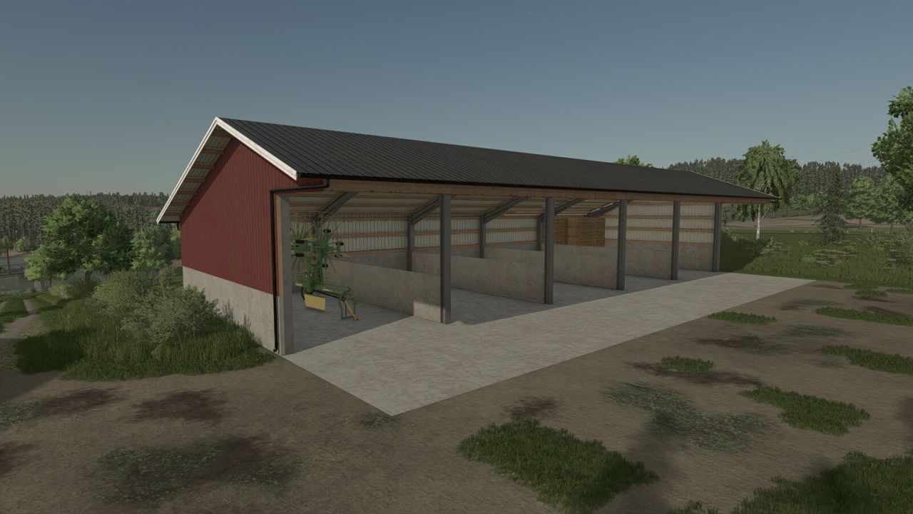 Effiziente Bale Storage — Moderner Hangar für Technik und Ballen in Farming Simulator 25
