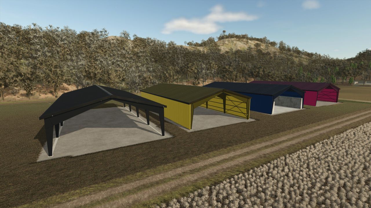 Praktyczny Large Metal Pavilion Pack — Duże Metalowe Hangary dla Maszyn w FS25