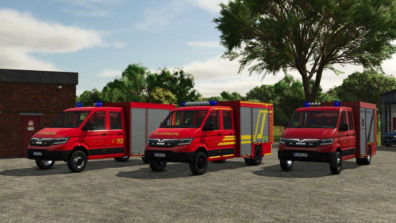 Maneuverable Rescue MAN TGE TSF-W 2018 with 1000 l Tank for Farming Simulator 25