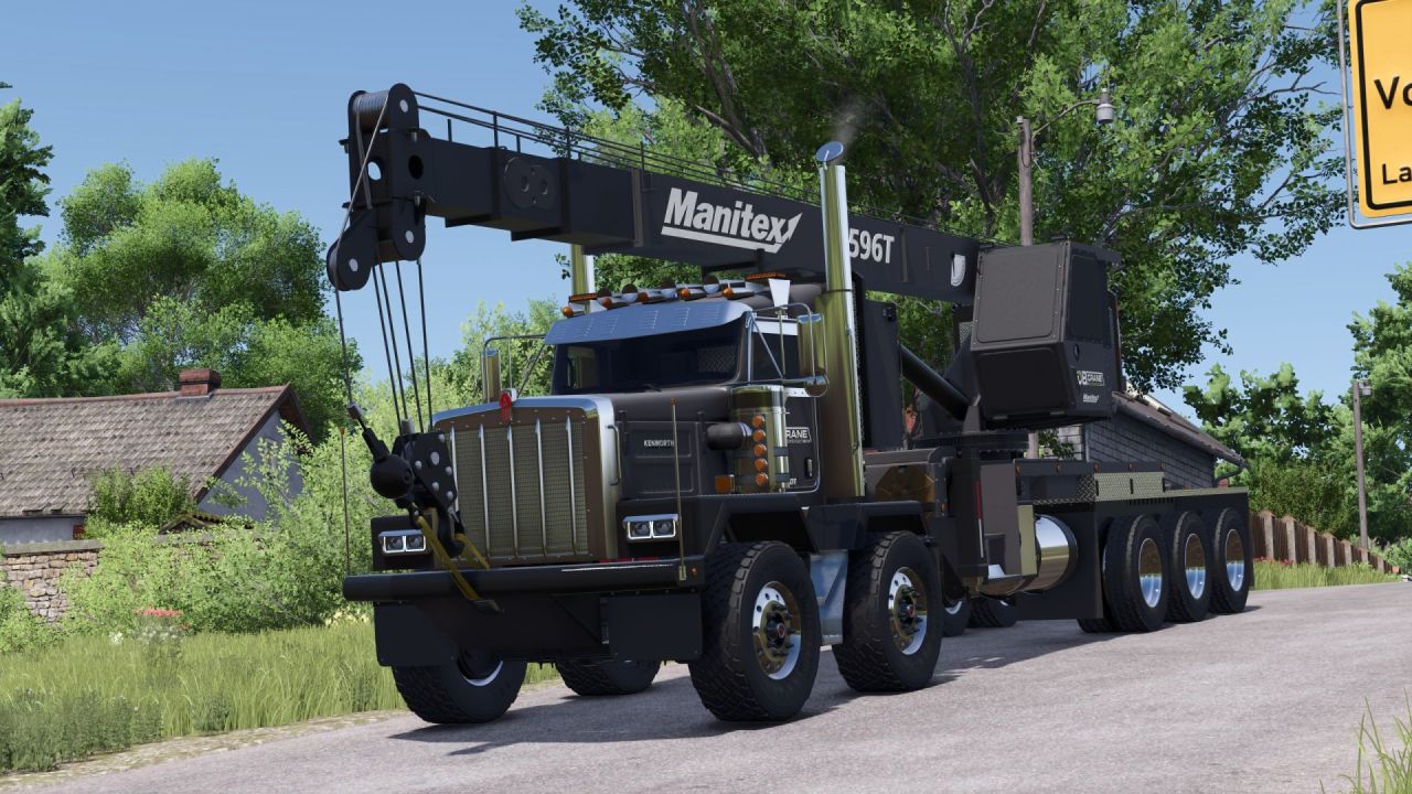 Потужна Вантажівка Kenworth C500 Manitex 4596 з Краном-маніпулятором для FS25