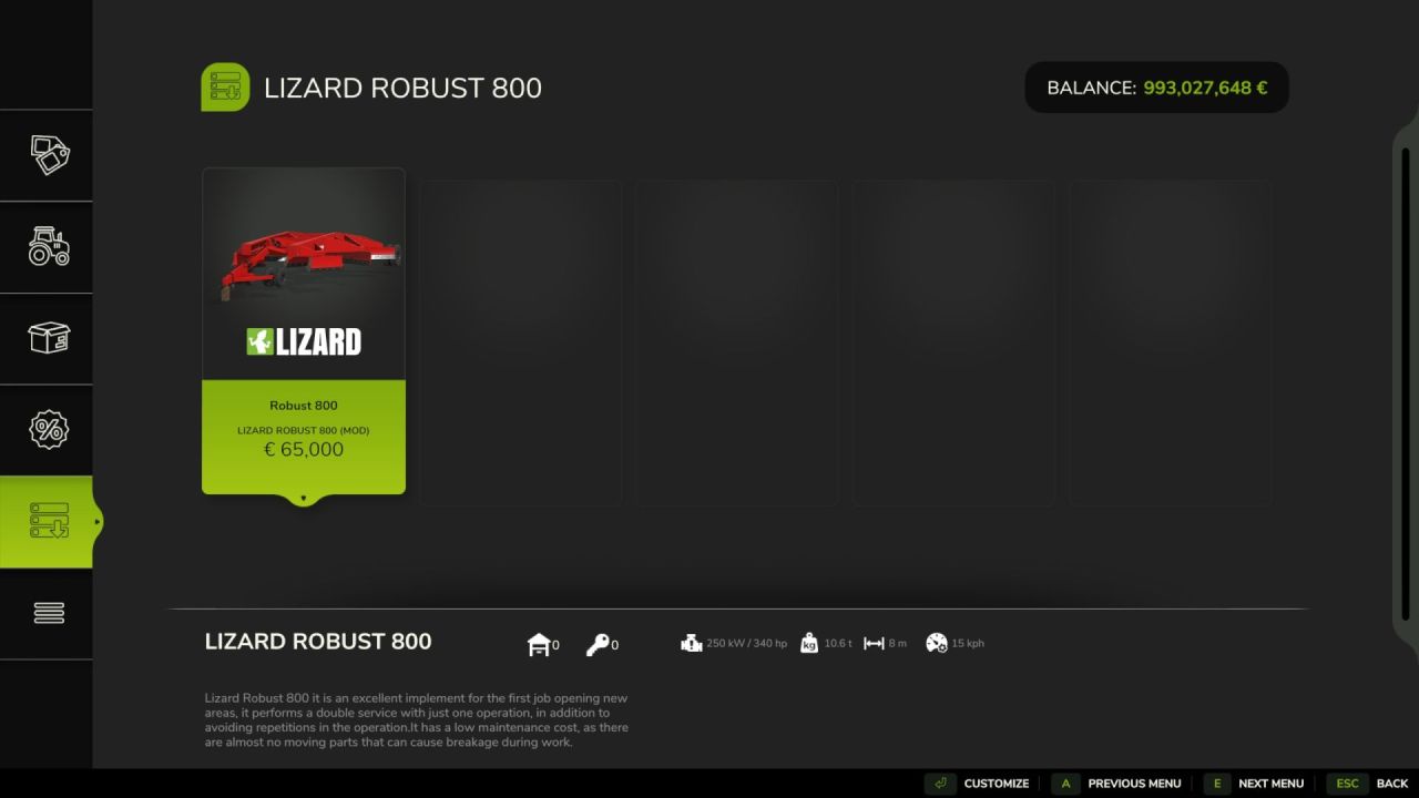 Ефективний Агрегат Lizard Robust 800 — Швидке Освоєння Нових Полів у Farming Simulator 25