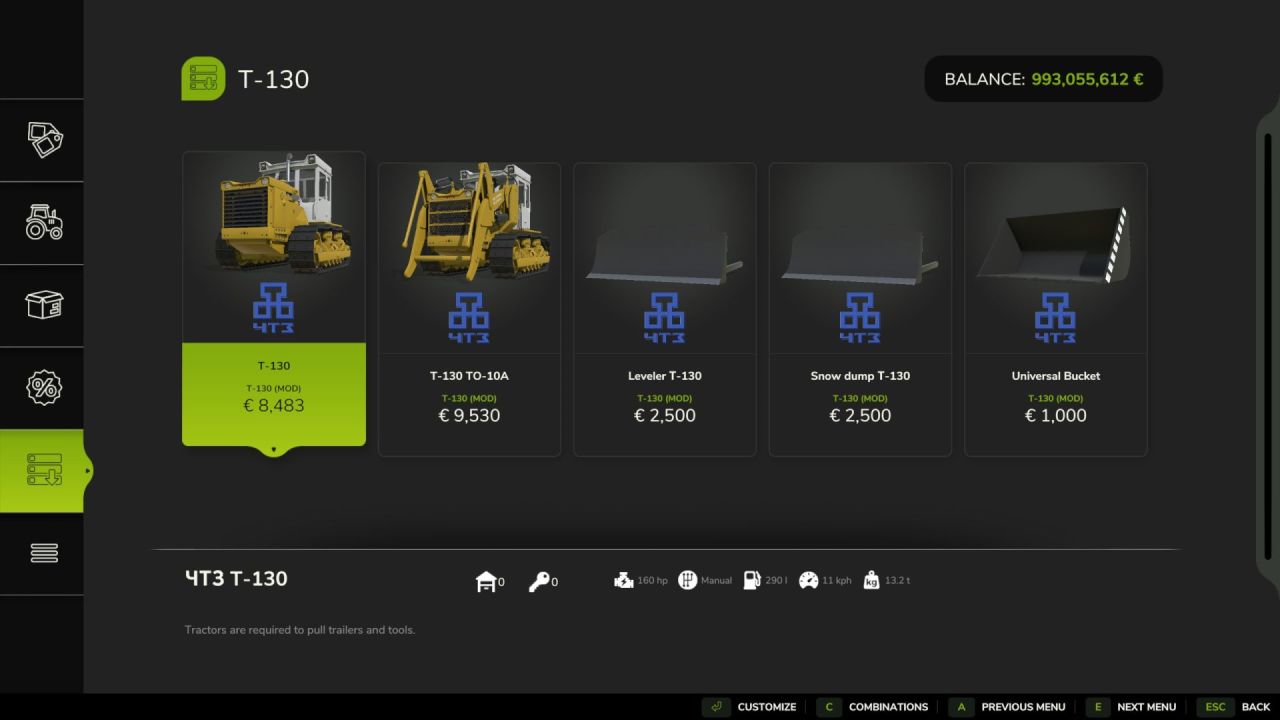 Легендарний Гусеничний Трактор-Бульдозер CHTZ T-130 для Farming Simulator 25