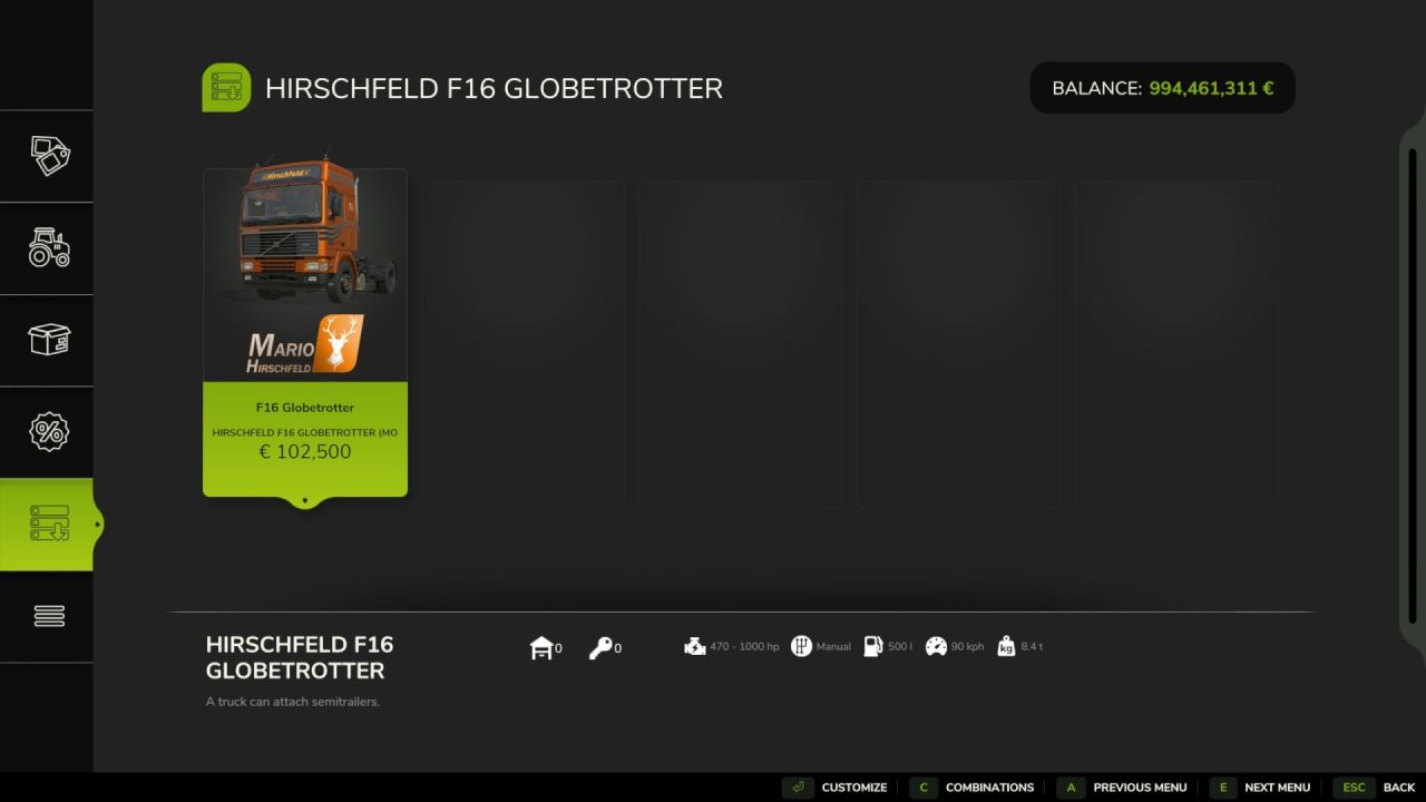 Legendärer Lkw Volvo F16 Hirschfeld Version für Farming Simulator 25