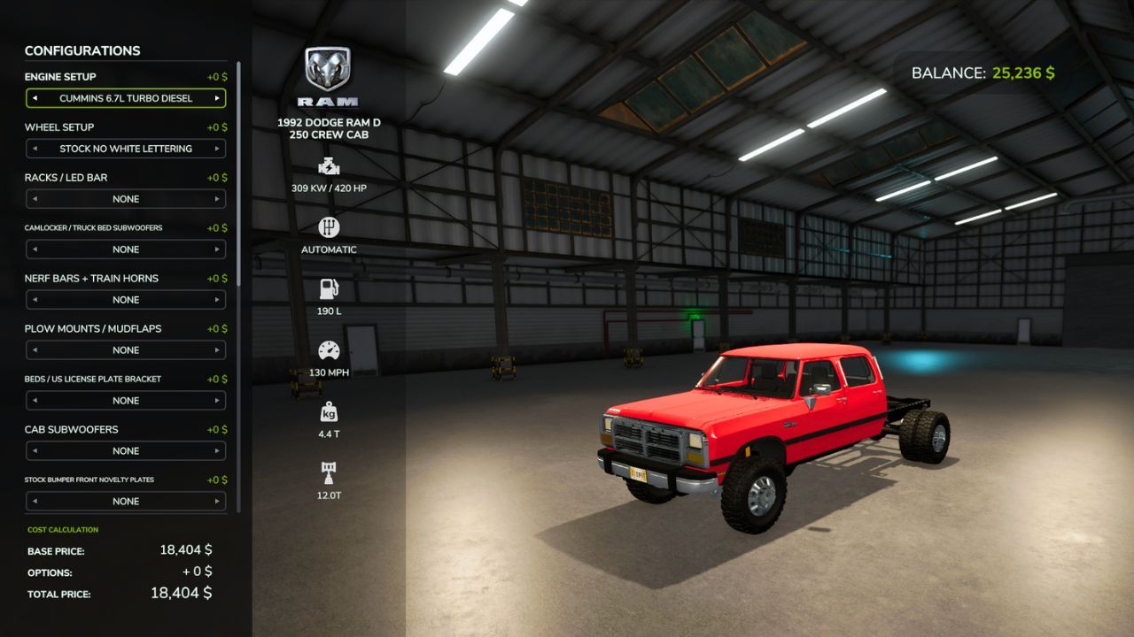 Legendarny Pickup 1992 Dodge Ram D 250 Crew Cab — Potężny Cummins 4x4 do FS25