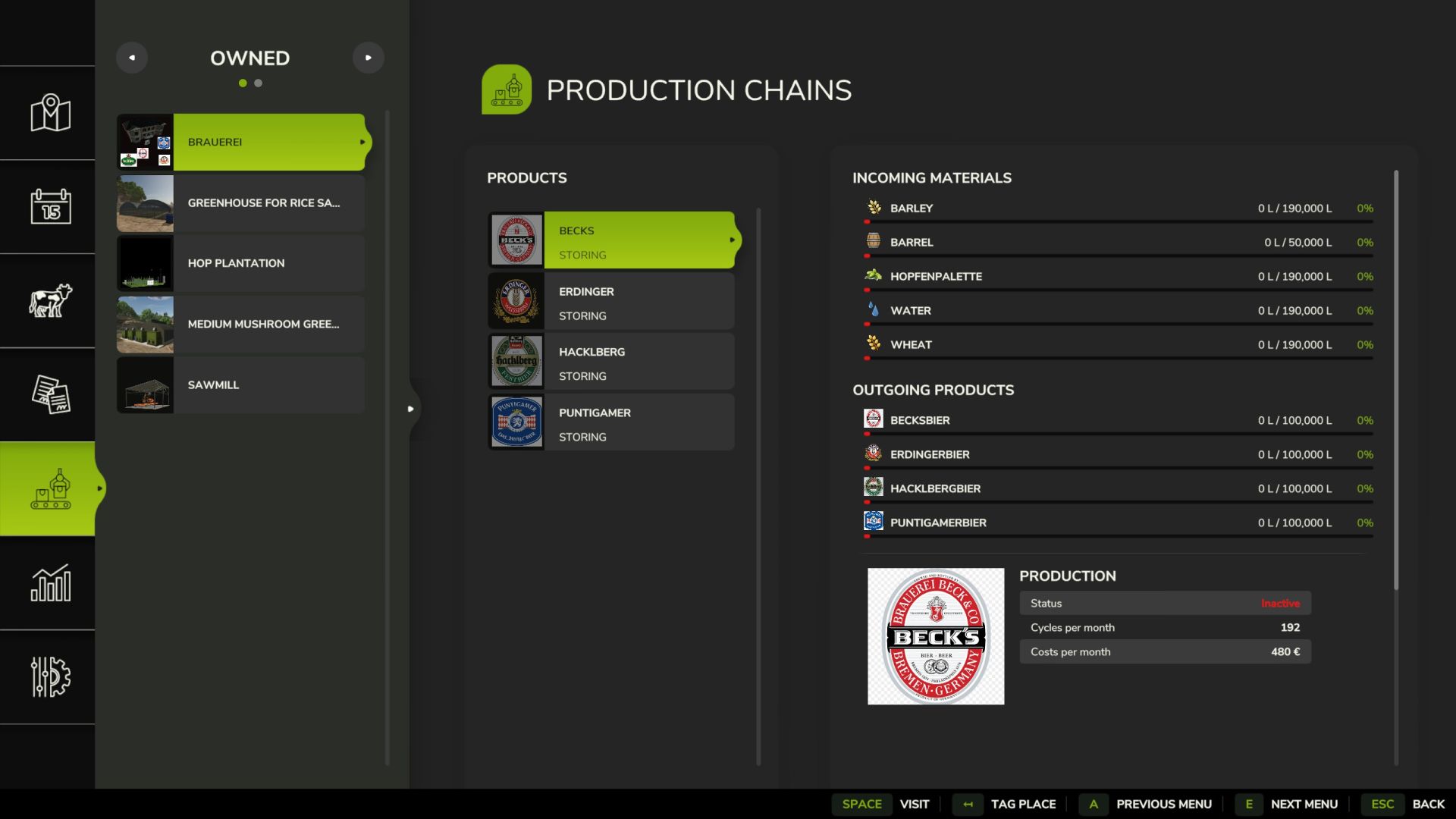 Пивоварня з плантацією хмелю для Farming Simulator 25