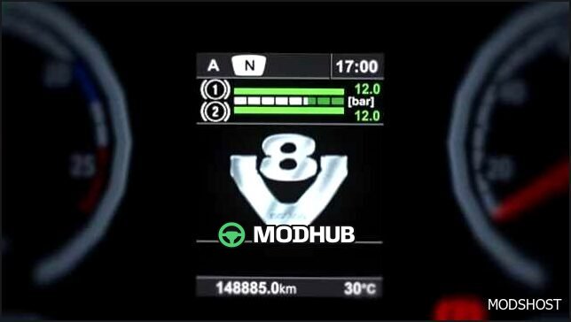 V8 Screen for Scania OLD - Exclusive Panel, Realistic Dashboard 1.58
