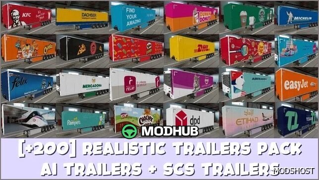 +200 Realistic Trailers Pack (Owned + AI Regional) France Update ETS2 Mod