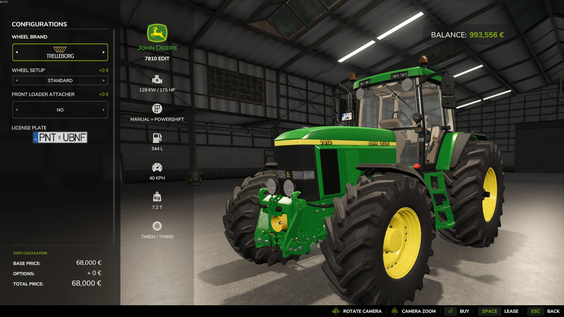Мод John Deere 7810 Edit для Farming Simulator 25
