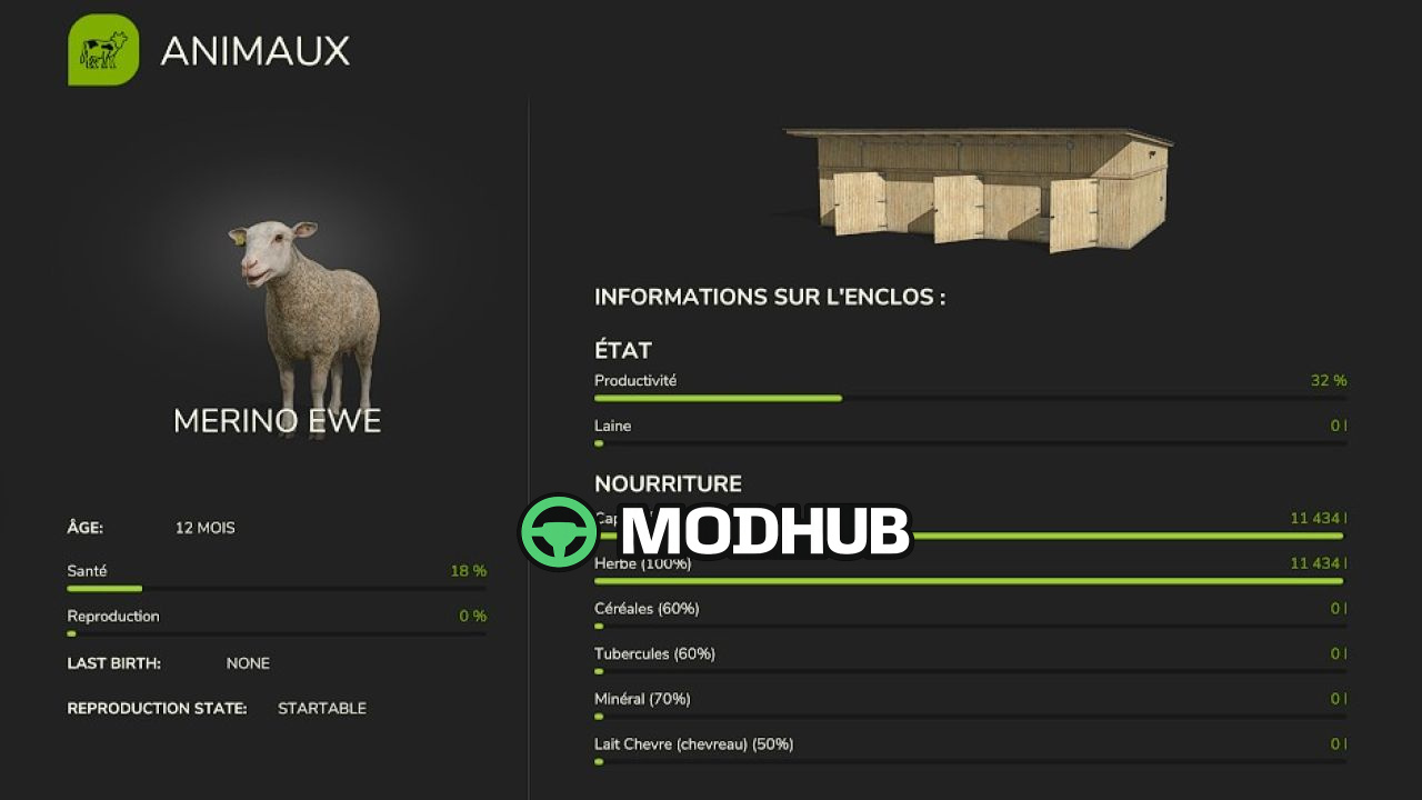 Mod na Gameplay Realistyczne żywienie dla twoich farm zwierzęcych do Farming Simulator 25