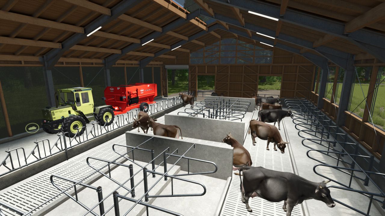 Мод на сучасний корівник ern Cow Barn для Farming Simulator 25