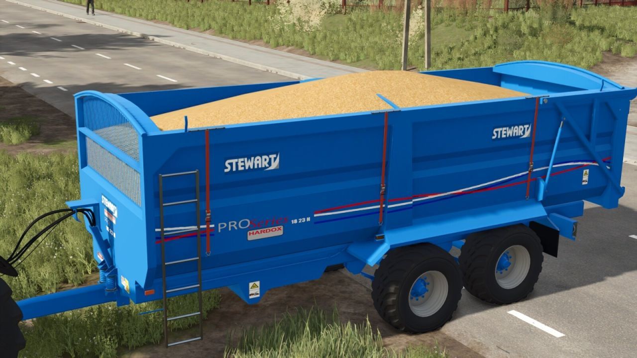 Effizienter Anhänger Stewart PS18-23H für sicheren Transport von Getreide und Silage in FS25