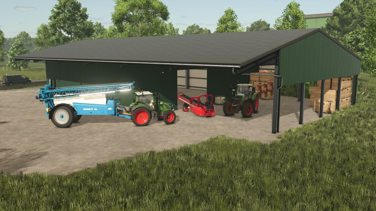 Moderne Lagerhalle Crate Storage Shed für die bequeme Lagerung von Technik in FS25