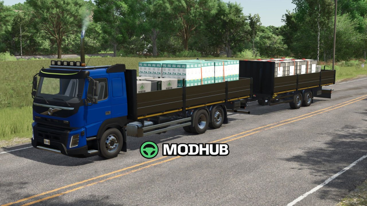 Mod für den neuen Volvo FMX Trailer XXL - universeller Anhänger für FS25