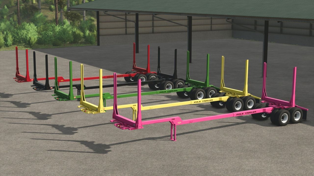 Effektiver Holztransporter Lizard PT22 Pole Trailer für lange Stämme in FS25