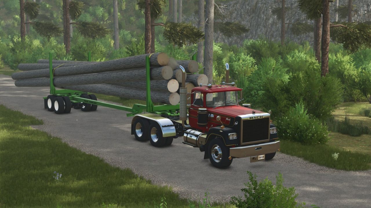 Effektiver Holztransporter Lizard PT22 Pole Trailer für lange Stämme in FS25
