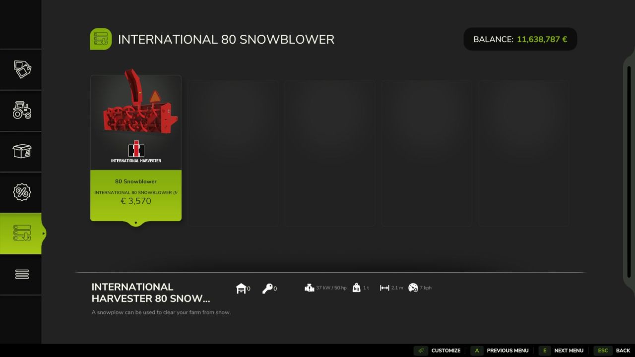 Reliable Snow Blower International 80 Snow Blower for FS25 — Quick Snow Removal